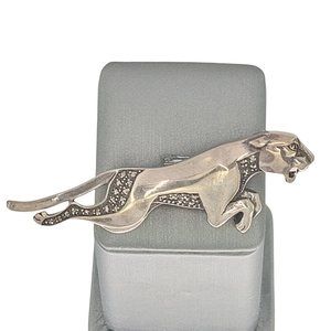 Jaguar Brooch Sterling Silver and Ruby Eyes